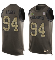 Men's Nike Los Angeles Chargers #94 Corey Liuget Limited Green Salute to Service Tank Top NFL Jersey