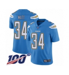 Men's Los Angeles Chargers #34 Derek Watt Electric Blue Alternate Vapor Untouchable Limited Player 100th Season Football Jersey