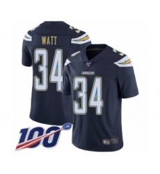 Men's Los Angeles Chargers #34 Derek Watt Navy Blue Team Color Vapor Untouchable Limited Player 100th Season Football Jersey