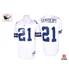 Mitchell and Ness Dallas Cowboys #21 Deion Sanders Authentic White 1995 Throwback NFL Jersey