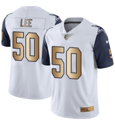 Men's Nike Dallas Cowboys #50 Sean Lee Limited White/Gold Rush NFL Jersey