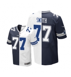 Men's Nike Dallas Cowboys #77 Tyron Smith Elite Navy Blue/White Split Fashion NFL Jersey