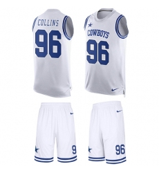 Men's Nike Dallas Cowboys #96 Maliek Collins Limited White Tank Top Suit NFL Jersey