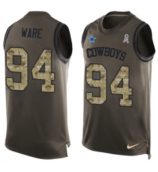Men's Nike Dallas Cowboys #94 DeMarcus Ware Limited Green Salute to Service Tank Top NFL Jersey
