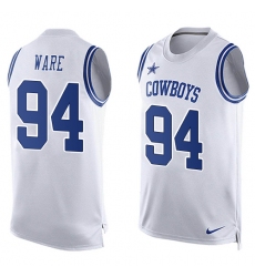 Men's Nike Dallas Cowboys #94 DeMarcus Ware Limited White Player Name & Number Tank Top NFL Jersey