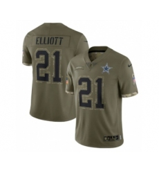 Men's Dallas Cowboys #21 Ezekiel Elliott 2022 Olive Salute To Service Limited Stitched Jersey