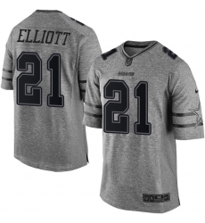 Men's Nike Dallas Cowboys #21 Ezekiel Elliott Limited Gray Gridiron NFL Jersey