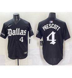 Men's Dallas Cowboys #4 Dak Prescott Black 'Gothic Lone Star Edition' Limited Stitched Baseball Jersey