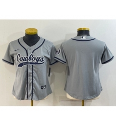 Women's Dallas Cowboys Blank Grey With Patch Cool Base Stitched Baseball Jersey