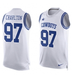 Men's Nike Dallas Cowboys #97 Taco Charlton Limited White Player Name & Number Tank Top NFL Jersey