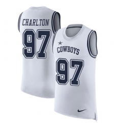 Men's Nike Dallas Cowboys #97 Taco Charlton Limited White Rush Player Name & Number Tank Top NFL Jersey
