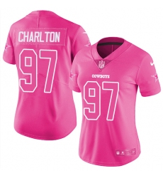Women's Nike Dallas Cowboys #97 Taco Charlton Limited Pink Rush Fashion NFL Jersey