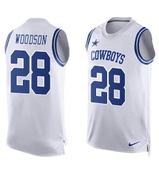 Men's Nike Dallas Cowboys #28 Darren Woodson Limited White Player Name & Number Tank Top NFL Jersey