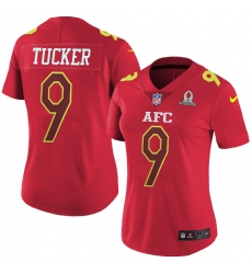 Women's Nike Baltimore Ravens #9 Justin Tucker Limited Red 2017 Pro Bowl NFL Jersey