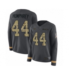 Women's Baltimore Ravens #44 Marlon Humphrey Limited Black Salute to Service Therma Long Sleeve Football Jersey