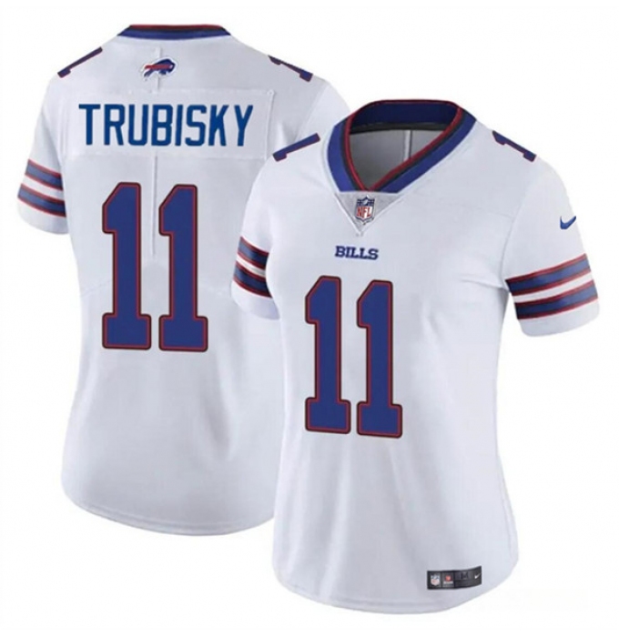 Women's Buffalo Bills #11 Mitch Trubisky White Vapor Stitched Football Jersey(Run Small)