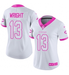 Women's Nike Chicago Bears #13 Kendall Wright Limited White/Pink Rush Fashion NFL Jersey