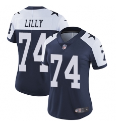 Women's Nike Dallas Cowboys #74 Bob Lilly Navy Blue Throwback Alternate Vapor Untouchable Limited Player NFL Jersey