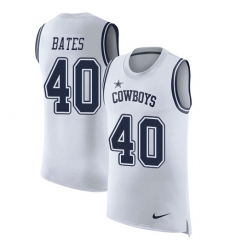 Men's Nike Dallas Cowboys #40 Bill Bates Limited White Rush Player Name & Number Tank Top NFL Jersey