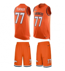 Men's Nike Denver Broncos #77 Billy Turner Limited Orange Tank Top Suit NFL Jersey