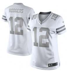 Women's Nike Green Bay Packers #12 Aaron Rodgers Limited White Platinum NFL Jersey