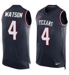 Men's Nike Houston Texans #4 Deshaun Watson Limited Navy Blue Player Name & Number Tank Top NFL Jersey