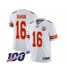 Men's Kansas City Chiefs #16 Len Dawson White Vapor Untouchable Limited Player 100th Season Football Jersey