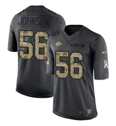 Men's Nike Kansas City Chiefs #56 Derrick Johnson Limited Black 2016 Salute to Service NFL Jersey