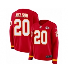 Women's Nike Kansas City Chiefs #20 Steven Nelson Limited Red Therma Long Sleeve NFL Jersey