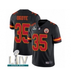 Men's Kansas City Chiefs #35 Christian Okoye Limited Black Rush Vapor Untouchable Super Bowl LIV Bound Football Jersey