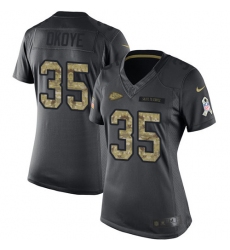 Women's Nike Kansas City Chiefs #35 Christian Okoye Limited Black 2016 Salute to Service NFL Jersey