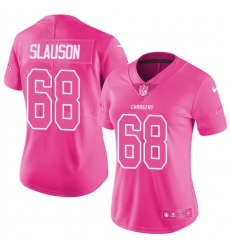 Women's Nike Los Angeles Chargers #68 Matt Slauson Limited Pink Rush Fashion NFL Jersey