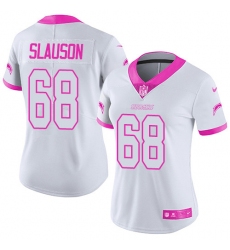 Women's Nike Los Angeles Chargers #68 Matt Slauson Limited White/Pink Rush Fashion NFL Jersey