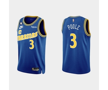 Men's Golden State Warriors #3 Jordan Poole 2022-23 Blue With No.6 Patch Stitched Basketball Jersey